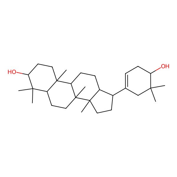 2D Structure of 17-(4-hydroxy-5,5-dimethylcyclohexen-1-yl)-4,4,8,10,14-pentamethyl-2,3,5,6,7,9,11,12,13,15,16,17-dodecahydro-1H-cyclopenta[a]phenanthren-3-ol