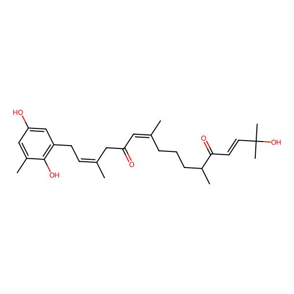 2D Structure of (2E,6E,11S,13E)-1-(2,5-dihydroxy-3-methylphenyl)-15-hydroxy-3,7,11,15-tetramethylhexadeca-2,6,13-triene-5,12-dione