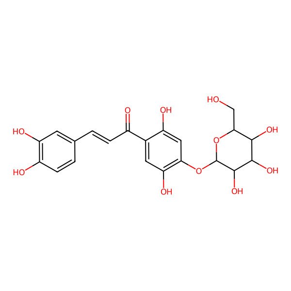 2D Structure of 3-(3,4-Dihydroxyphenyl)-1-[2,5-dihydroxy-4-[3,4,5-trihydroxy-6-(hydroxymethyl)oxan-2-yl]oxyphenyl]prop-2-en-1-one