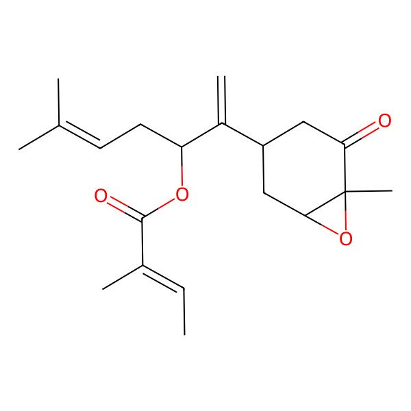 2D Structure of [(3S)-6-methyl-2-[(1R,3S,6R)-6-methyl-5-oxo-7-oxabicyclo[4.1.0]heptan-3-yl]hepta-1,5-dien-3-yl] (Z)-2-methylbut-2-enoate