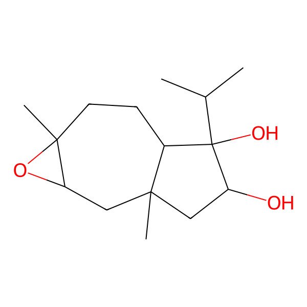 2D Structure of 2a,7a-dimethyl-5-propan-2-yl-2,3,4,5a,6,7-hexahydro-1aH-azuleno[5,6-b]oxirene-4,5-diol