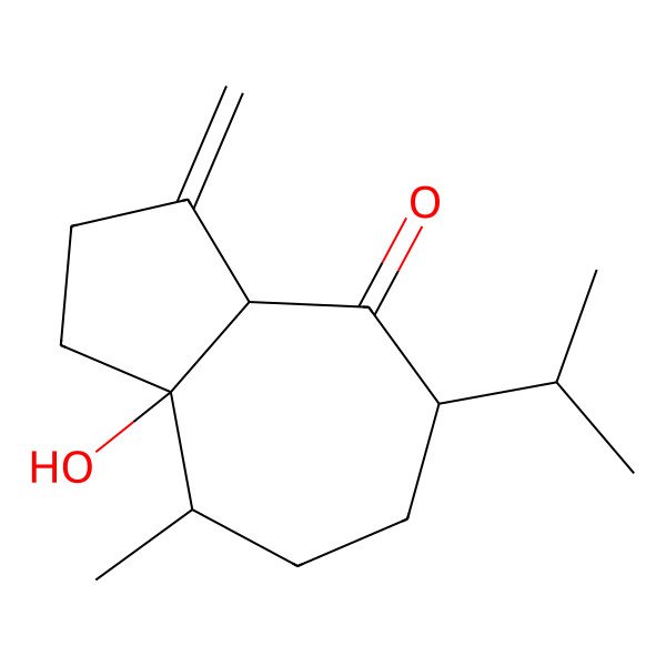 2D Structure of (3aS,5R,8S,8aS)-8a-hydroxy-8-methyl-3-methylidene-5-propan-2-yl-2,3a,5,6,7,8-hexahydro-1H-azulen-4-one