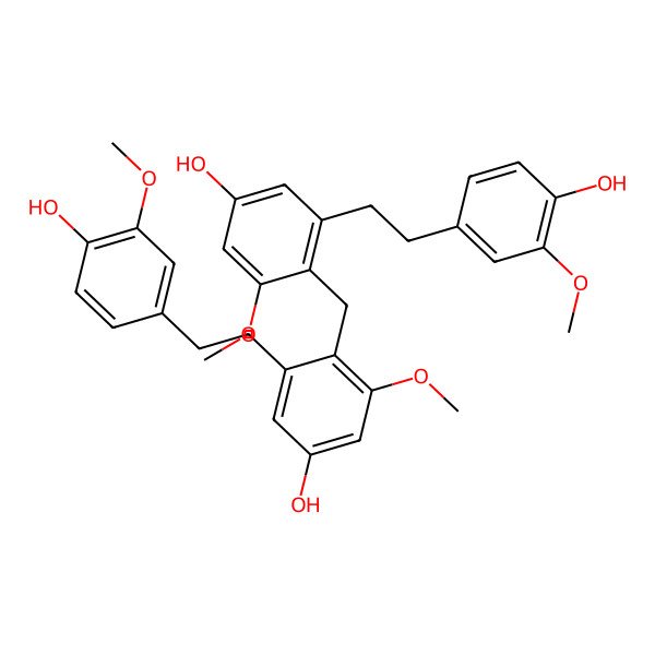 2D Structure of 4-[[4-Hydroxy-2-[2-(4-hydroxy-3-methoxyphenyl)ethyl]-6-methoxyphenyl]methyl]-3-[2-(4-hydroxy-3-methoxyphenyl)ethyl]-5-methoxyphenol
