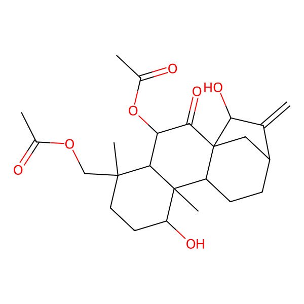 2D Structure of (3-Acetyloxy-8,15-dihydroxy-5,9-dimethyl-14-methylidene-2-oxo-5-tetracyclo[11.2.1.01,10.04,9]hexadecanyl)methyl acetate