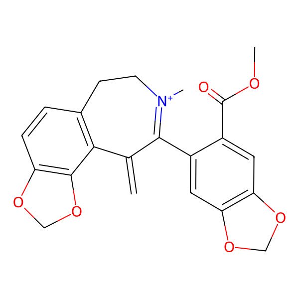 2D Structure of Methyl 6-(8-methyl-10-methylidene-6,7-dihydro-[1,3]dioxolo[4,5-g][3]benzazepin-8-ium-9-yl)-1,3-benzodioxole-5-carboxylate