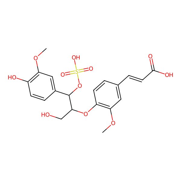 2D Structure of (2E)-3-(4-{[3-hydroxy-1-(4-hydroxy-3-methoxyphenyl)-1-(sulfooxy)propan-2-yl]oxy}-3-methoxyphenyl)prop-2-enoic acid