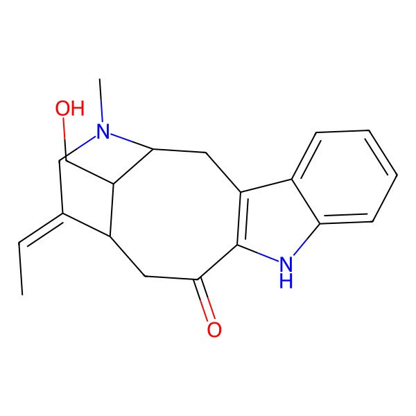 2D Structure of (14R,15Z)-15-ethylidene-18-(hydroxymethyl)-17-methyl-10,17-diazatetracyclo[12.3.1.03,11.04,9]octadeca-3(11),4,6,8-tetraen-12-one