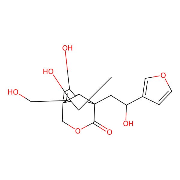 2D Structure of 7-[2-(Furan-3-yl)-2-hydroxyethyl]-4,11-dihydroxy-2-(hydroxymethyl)-13-methyl-9-oxatricyclo[5.3.3.01,6]tridec-2-en-8-one