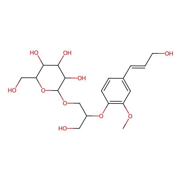 2D Structure of 2-[3-Hydroxy-2-[4-(3-hydroxyprop-1-enyl)-2-methoxyphenoxy]propoxy]-6-(hydroxymethyl)oxane-3,4,5-triol