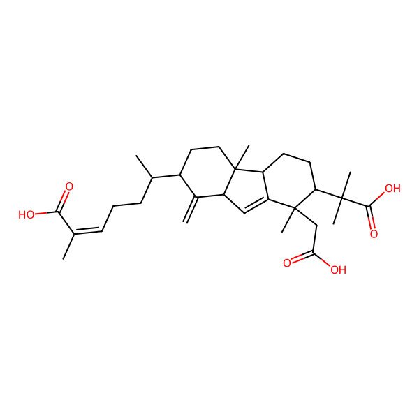 2D Structure of (Z,6R)-6-[(2R,4aS,4bS,7R,8S,9aS)-8-(carboxymethyl)-7-(2-carboxypropan-2-yl)-4a,8-dimethyl-1-methylidene-2,3,4,4b,5,6,7,9a-octahydrofluoren-2-yl]-2-methylhept-2-enoic acid