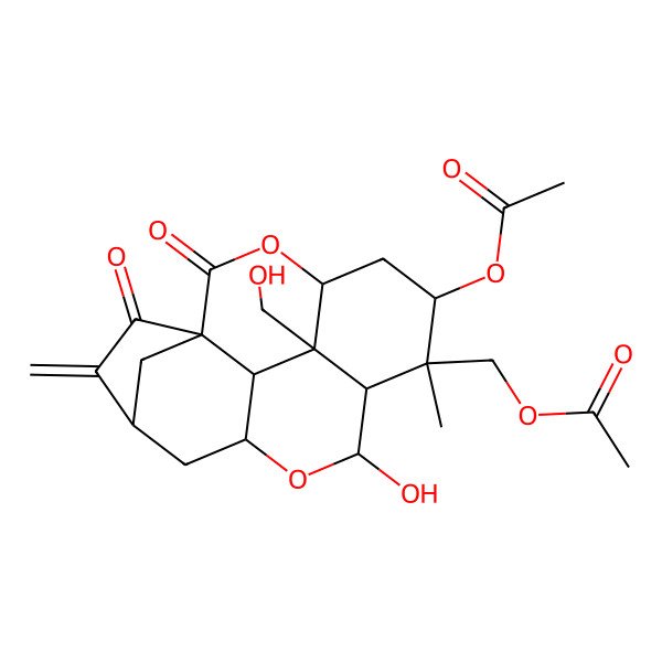 2D Structure of [11-Acetyloxy-8-hydroxy-17-(hydroxymethyl)-10-methyl-3-methylidene-2,15-dioxo-7,14-dioxapentacyclo[7.6.2.11,4.06,16.013,17]octadecan-10-yl]methyl acetate