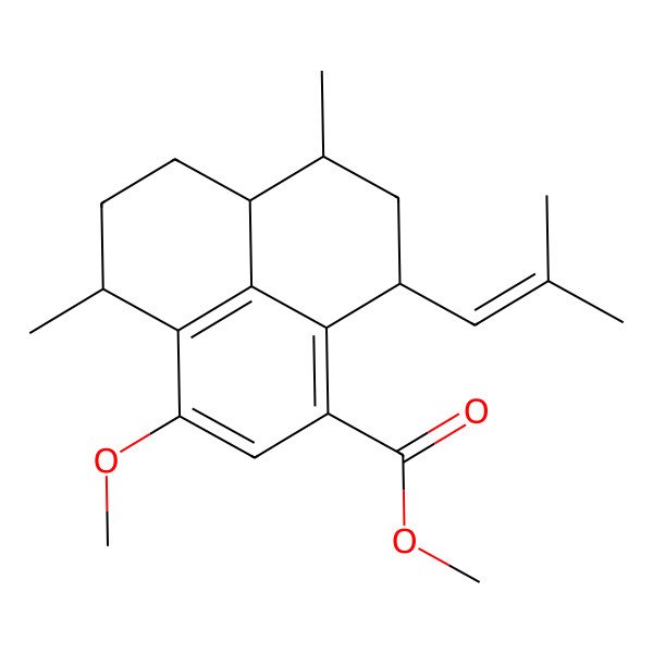2D Structure of methyl (4R,6aS,7S,9S)-3-methoxy-4,7-dimethyl-9-(2-methylprop-1-enyl)-5,6,6a,7,8,9-hexahydro-4H-phenalene-1-carboxylate 2D Structure of methyl (4R,6aS,7S,9S)-3-methoxy-4,7-dimethyl-9-(2-methylprop-1-enyl)-5,6,6a,7,8,9-hexahydro-4H-phenalene-1-carboxylate
