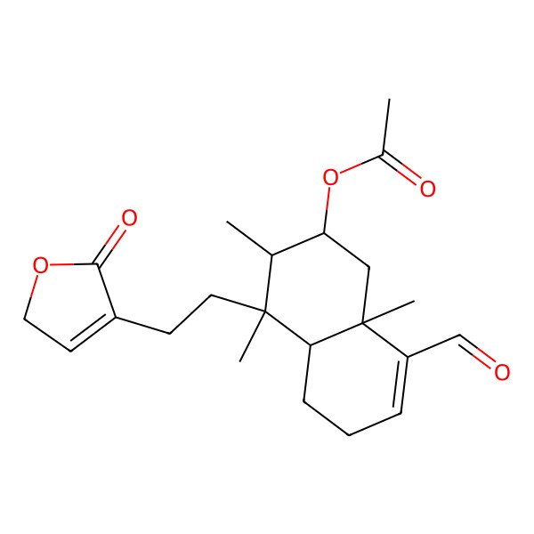 2D Structure of [(2S,3R,4S,4aS,8aS)-8-formyl-3,4,8a-trimethyl-4-[2-(5-oxo-2H-furan-4-yl)ethyl]-1,2,3,4a,5,6-hexahydronaphthalen-2-yl] acetate