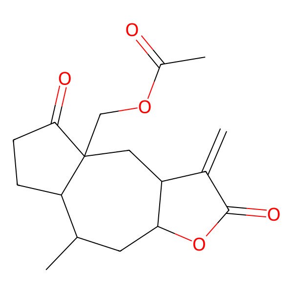 2D Structure of (5-Methyl-1-methylidene-2,8-dioxo-3a,4,5,5a,6,7,9,9a-octahydroazuleno[6,5-b]furan-8a-yl)methyl acetate