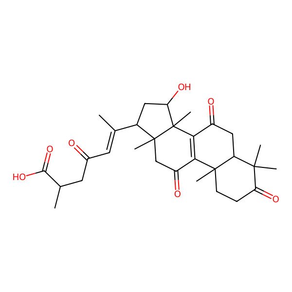 2D Structure of 6-(15-Hydroxy-4,4,10,13,14-pentamethyl-3,7,11-trioxo-1,2,5,6,12,15,16,17-octahydrocyclopenta[a]phenanthren-17-yl)-2-methyl-4-oxohept-5-enoic acid