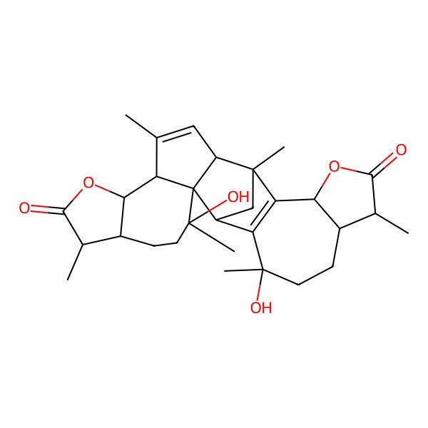 2D Structure of 3,24-Dihydroxy-3,7,12,15,20,24-hexamethyl-9,18-dioxaheptacyclo[13.10.1.02,11.02,14.06,10.016,25.017,21]hexacosa-12,16(25)-diene-8,19-dione