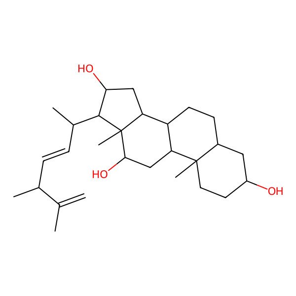 2D Structure of 17-[(3E)-5,6-dimethylhepta-3,6-dien-2-yl]-10,13-dimethyl-2,3,4,5,6,7,8,9,11,12,14,15,16,17-tetradecahydro-1H-cyclopenta[a]phenanthrene-3,12,16-triol