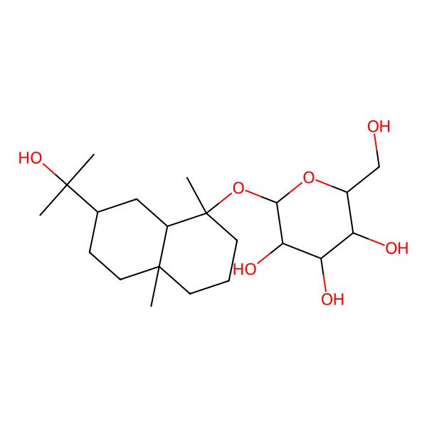 2D Structure of 2-(Hydroxymethyl)-6-[[7-(2-hydroxypropan-2-yl)-1,4a-dimethyl-2,3,4,5,6,7,8,8a-octahydronaphthalen-1-yl]oxy]oxane-3,4,5-triol