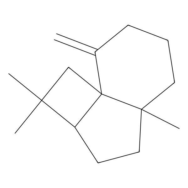 2D Structure of (2aR,4aR,8aS)-2,2,4a-trimethyl-8-methylidene-2a,3,4,5,6,7-hexahydro-1H-cyclobuta[i]indene