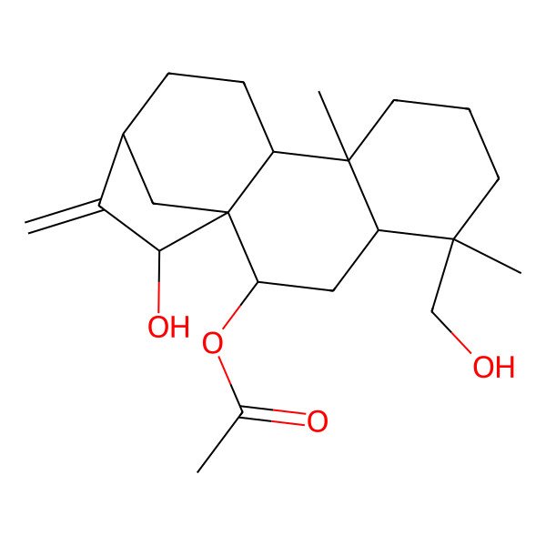 2D Structure of [(1S,2S,4S,5S,9R,10S,13R,15S)-15-hydroxy-5-(hydroxymethyl)-5,9-dimethyl-14-methylidene-2-tetracyclo[11.2.1.01,10.04,9]hexadecanyl] acetate