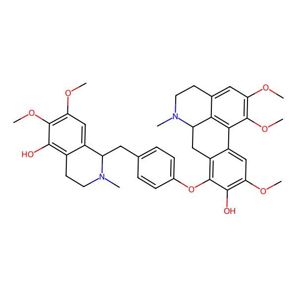 2D Structure of 8-[4-[(5-hydroxy-6,7-dimethoxy-2-methyl-3,4-dihydro-1H-isoquinolin-1-yl)methyl]phenoxy]-1,2,10-trimethoxy-6-methyl-5,6,6a,7-tetrahydro-4H-dibenzo[de,g]quinolin-9-ol