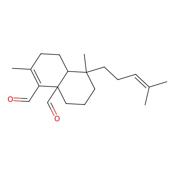 2D Structure of (4aS,5S,8aR)-2,5-dimethyl-5-(4-methylpent-3-enyl)-3,4,4a,6,7,8-hexahydronaphthalene-1,8a-dicarbaldehyde 2D Structure of (4aS,5S,8aR)-2,5-dimethyl-5-(4-methylpent-3-enyl)-3,4,4a,6,7,8-hexahydronaphthalene-1,8a-dicarbaldehyde
