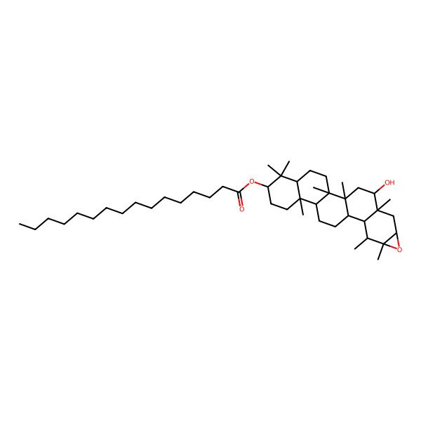 2D Structure of (22-Hydroxy-1,2,6,6,10,16,17,21-octamethyl-18-oxahexacyclo[12.9.0.02,11.05,10.015,21.017,19]tricosan-7-yl) hexadecanoate