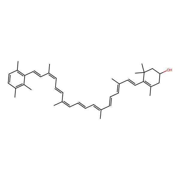 2D Structure of (1R)-3,5,5-trimethyl-4-[(1E,3E,5E,7E,9E,11E,13E,15E,17E)-3,7,12,16-tetramethyl-18-(2,3,6-trimethylphenyl)octadeca-1,3,5,7,9,11,13,15,17-nonaenyl]cyclohex-3-en-1-ol