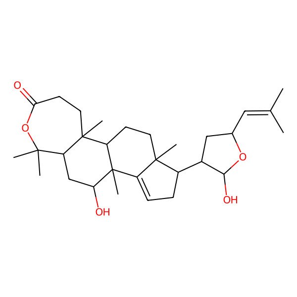 2D Structure of (1R,2R,8R,10R,11R,15S,16S)-10-hydroxy-15-[(2R,3S,5R)-2-hydroxy-5-(2-methylprop-1-enyl)oxolan-3-yl]-2,7,7,11,16-pentamethyl-6-oxatetracyclo[9.7.0.02,8.012,16]octadec-12-en-5-one