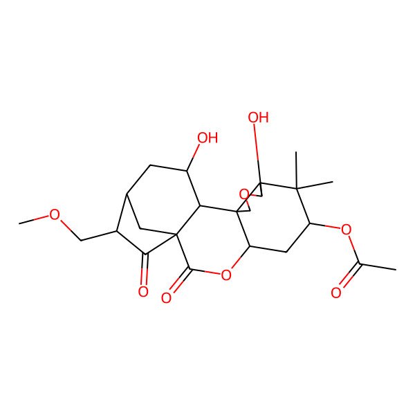 2D Structure of [(1S,4S,6S,8R,9R,12S,13S,14S,16S,17S)-9,14-dihydroxy-17-(methoxymethyl)-7,7-dimethyl-2,18-dioxo-3,10-dioxapentacyclo[14.2.1.01,13.04,12.08,12]nonadecan-6-yl] acetate