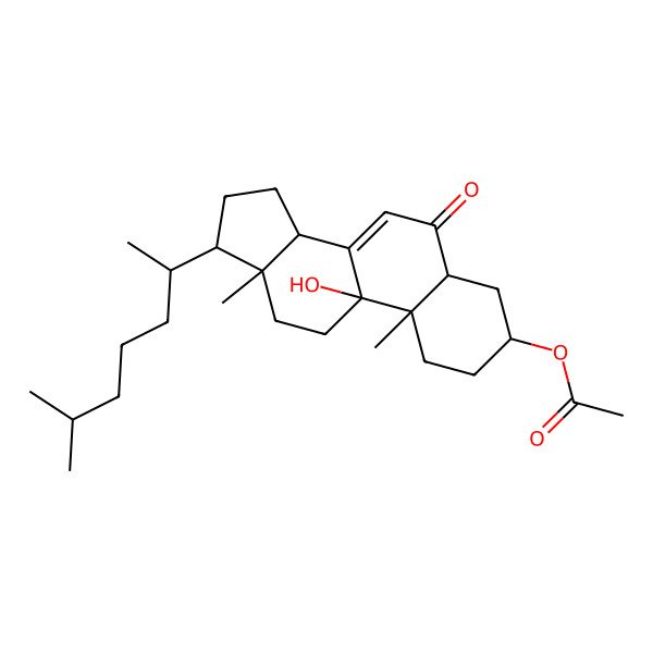 2D Structure of [(3R,5S,9S,10S,13R,14R,17S)-9-hydroxy-10,13-dimethyl-17-[(2R)-6-methylheptan-2-yl]-6-oxo-2,3,4,5,11,12,14,15,16,17-decahydro-1H-cyclopenta[a]phenanthren-3-yl] acetate