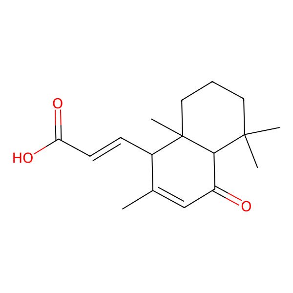 2D Structure of (E)-3-[(1R,4aR,8aS)-2,5,5,8a-tetramethyl-4-oxo-4a,6,7,8-tetrahydro-1H-naphthalen-1-yl]prop-2-enoic acid
