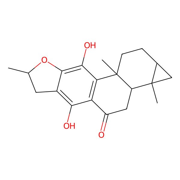 2D Structure of 12,18-Dihydroxy-2,7,15-trimethyl-16-oxapentacyclo[9.7.0.02,8.05,7.013,17]octadeca-1(11),12,17-trien-10-one