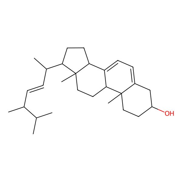 2D Structure of (3S,9S,10R,13R,14R,17S)-17-[(E,2R,5S)-5,6-dimethylhept-3-en-2-yl]-10,13-dimethyl-2,3,4,9,11,12,14,15,16,17-decahydro-1H-cyclopenta[a]phenanthren-3-ol