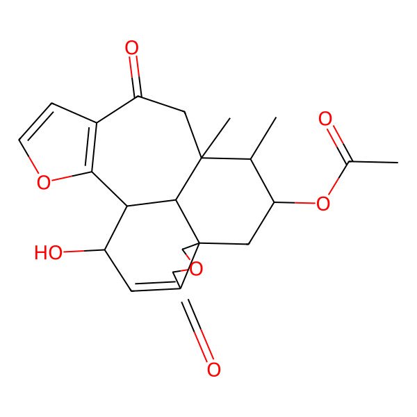 2D Structure of [(1S,2S,8S,10R,11S,12R,20R)-2-hydroxy-11,12-dimethyl-5,14-dioxo-6,18-dioxapentacyclo[10.7.1.04,8.08,20.015,19]icosa-3,15(19),16-trien-10-yl] acetate