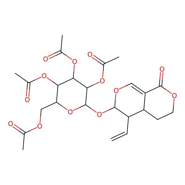 2D Structure of [(2R,3S,4R,5S,6R)-3,4,5-triacetyloxy-6-[[(3S,4R,4aS)-4-ethenyl-8-oxo-4,4a,5,6-tetrahydro-3H-pyrano[3,4-c]pyran-3-yl]oxy]oxan-2-yl]methyl acetate