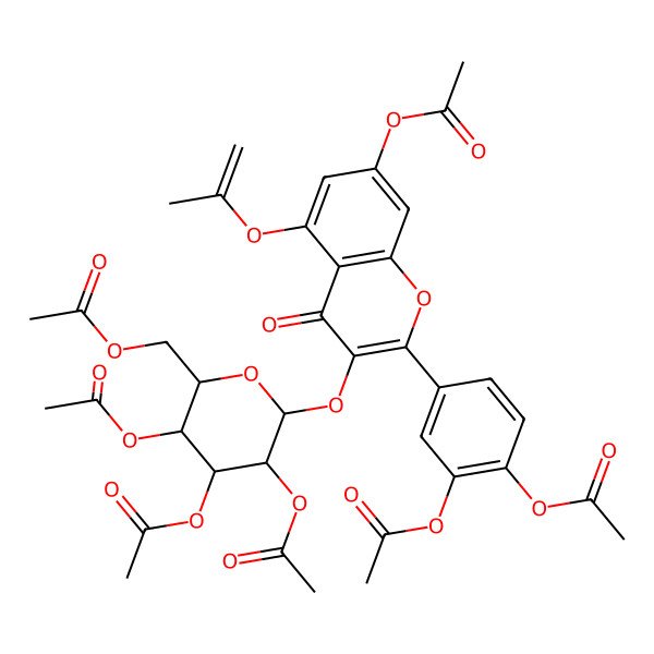 2D Structure of [(2R,3S,4S,5R,6S)-3,4,5-triacetyloxy-6-[7-acetyloxy-2-(3,4-diacetyloxyphenyl)-4-oxo-5-prop-1-en-2-yloxychromen-3-yl]oxyoxan-2-yl]methyl acetate