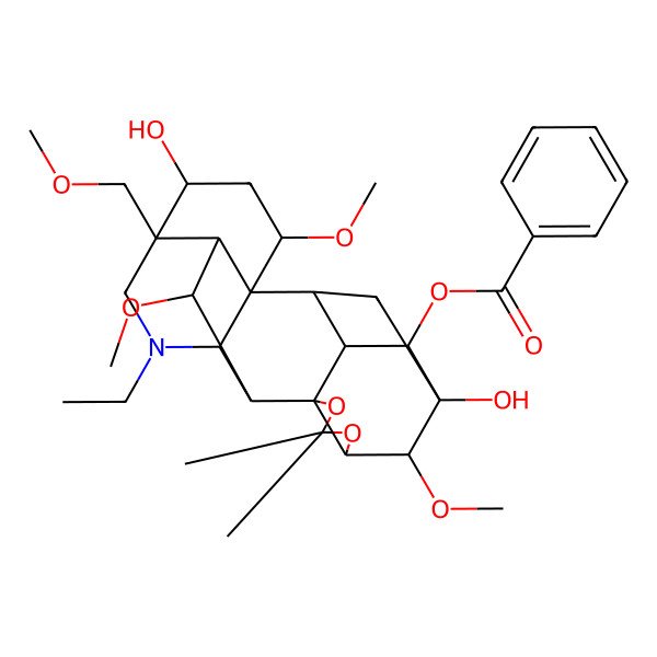 2D Structure of [14-Ethyl-5,17-dihydroxy-6,19,21-trimethoxy-16-(methoxymethyl)-9,9-dimethyl-8,10-dioxa-14-azaheptacyclo[10.7.2.12,5.01,13.03,11.07,11.016,20]docosan-4-yl] benzoate