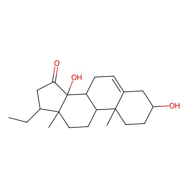 2D Structure of (3S,10R,13R,14S,17R)-17-ethyl-3,14-dihydroxy-10,13-dimethyl-2,3,4,7,8,9,11,12,16,17-decahydro-1H-cyclopenta[a]phenanthren-15-one