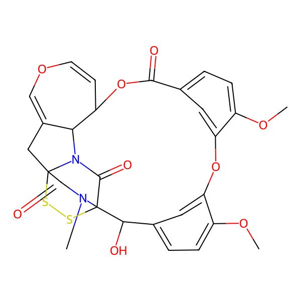 2D Structure of 23-Hydroxy-15,19-dimethoxy-28-methyl-6,10,17-trioxa-25,26-dithia-2,28-diazaheptacyclo[22.2.2.11,4.12,24.112,16.118,22.03,9]dotriaconta-4,7,12(31),13,15,18,20,22(30)-octaene-11,27,29-trione