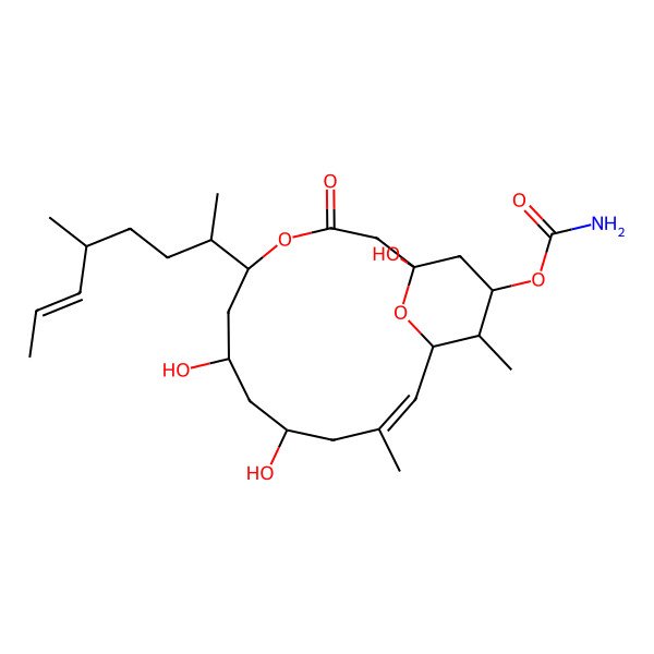2D Structure of [(1R,5S,7R,9S,11Z,13R,14R,15R)-1,7,9-trihydroxy-11,14-dimethyl-5-[(E,2S,5R)-5-methyloct-6-en-2-yl]-3-oxo-4,17-dioxabicyclo[11.3.1]heptadec-11-en-15-yl] carbamate