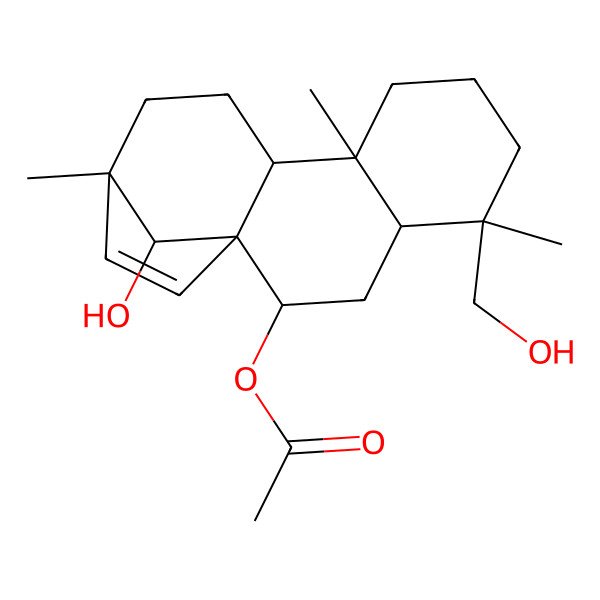 2D Structure of [16-Hydroxy-5-(hydroxymethyl)-5,9,13-trimethyl-2-tetracyclo[11.2.1.01,10.04,9]hexadec-14-enyl] acetate