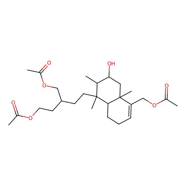 2D Structure of [3-(Acetyloxymethyl)-5-[5-(acetyloxymethyl)-3-hydroxy-1,2,4a-trimethyl-2,3,4,7,8,8a-hexahydronaphthalen-1-yl]pentyl] acetate