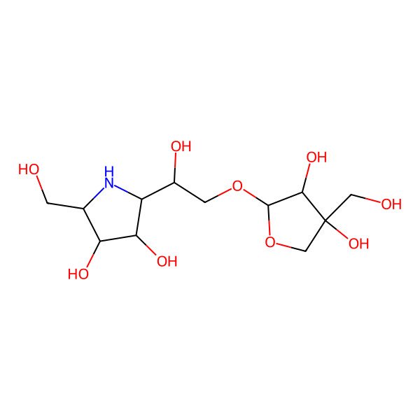 2D Structure of (2S,3S,4S,5R)-2-[(1S)-2-[(2R,3R,4S)-3,4-dihydroxy-4-(hydroxymethyl)oxolan-2-yl]oxy-1-hydroxyethyl]-5-(hydroxymethyl)pyrrolidine-3,4-diol