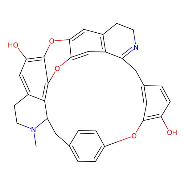 2D Structure of 22-Methyl-15,29,31-trioxa-7,22-diazaoctacyclo[19.9.3.216,19.14,30.110,14.03,8.025,33.028,32]heptatriaconta-1(30),2,4(34),7,10(37),11,13,16,18,25,27,32,35-tridecaene-13,27-diol