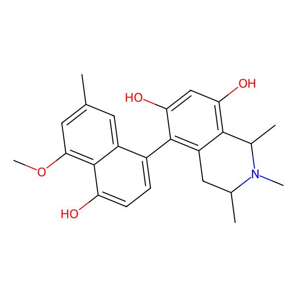 2D Structure of (1S,3S)-5-(4-hydroxy-5-methoxy-7-methylnaphthalen-1-yl)-1,2,3-trimethyl-3,4-dihydro-1H-isoquinoline-6,8-diol 2D Structure of (1S,3S)-5-(4-hydroxy-5-methoxy-7-methylnaphthalen-1-yl)-1,2,3-trimethyl-3,4-dihydro-1H-isoquinoline-6,8-diol