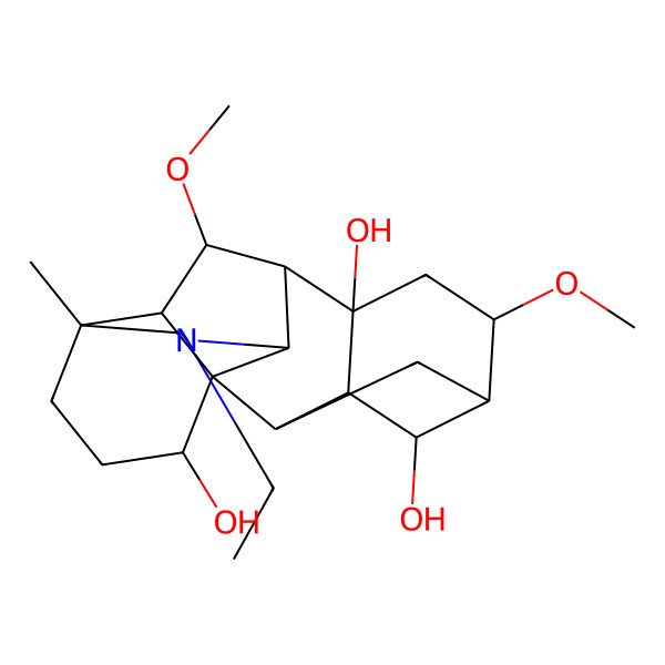 2D Structure of (1R,2R,3R,4R,5S,6S,8R,9S,10S,13S,16R,17S,18S)-11-ethyl-6,18-dimethoxy-13-methyl-11-azahexacyclo[7.7.2.12,5.01,10.03,8.013,17]nonadecane-4,8,16-triol
