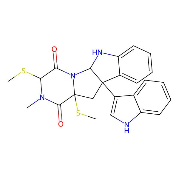 2D Structure of 9-(1H-indol-3-yl)-5-methyl-4,7-bis(methylsulfanyl)-2,5,16-triazatetracyclo[7.7.0.02,7.010,15]hexadeca-10,12,14-triene-3,6-dione