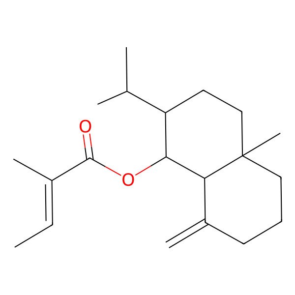 2D Structure of [(1S,2S,4aR,8aS)-4a-methyl-8-methylidene-2-propan-2-yl-1,2,3,4,5,6,7,8a-octahydronaphthalen-1-yl] (E)-2-methylbut-2-enoate