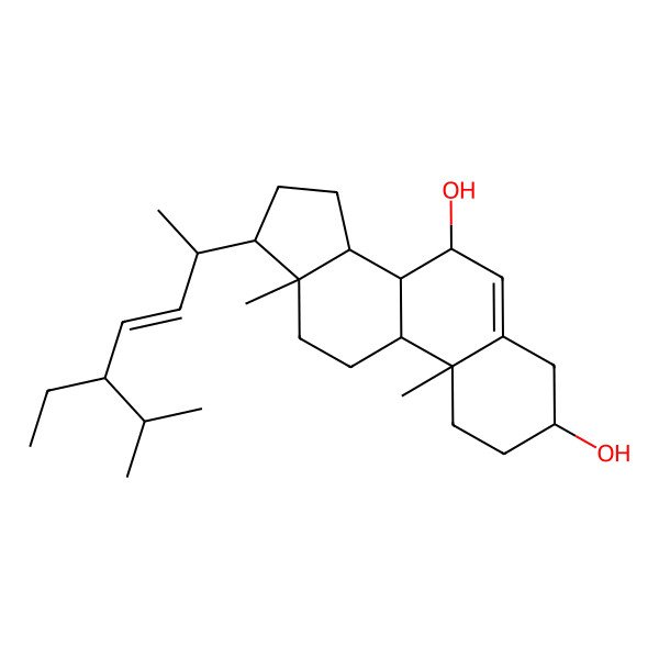 2D Structure of 17-(5-ethyl-6-methylhept-3-en-2-yl)-10,13-dimethyl-2,3,4,7,8,9,11,12,14,15,16,17-dodecahydro-1H-cyclopenta[a]phenanthrene-3,7-diol